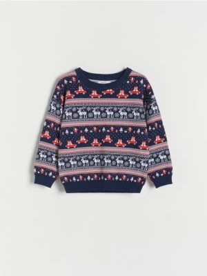 Zdjęcie produktu Reserved - Żakardowy sweter ze świątecznym wzorem - granatowy