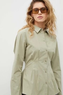 Zdjęcie produktu Résumé koszula bawełniana damska kolor zielony slim z kołnierzykiem klasycznym Resume