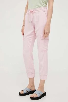 Zdjęcie produktu Rich & Royal spodnie damskie kolor różowy fason cargo medium waist
