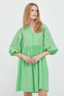 Zdjęcie produktu Rich & Royal sukienka bawełniana kolor zielony mini rozkloszowana