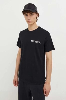 Zdjęcie produktu Rip Curl t-shirt bawełniany kolor czarny z nadrukiem