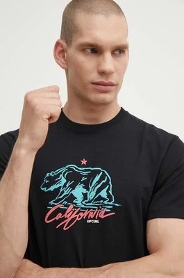 Zdjęcie produktu Rip Curl t-shirt bawełniany męski kolor czarny z nadrukiem