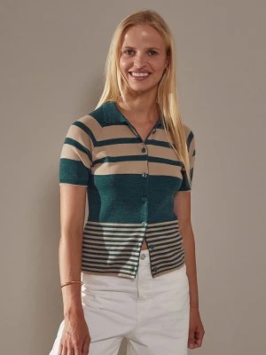 Zdjęcie produktu Rodier wełniana koszulka polo w kolorze zielono-beżowym rozmiar: L