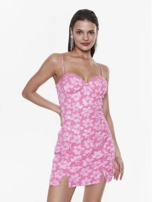 Zdjęcie produktu ROTATE Sukienka koktajlowa Jacquard Flower RT2396 Różowy Slim Fit