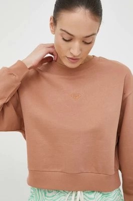 Zdjęcie produktu Roxy bluza bawełniana damska kolor brązowy gładka