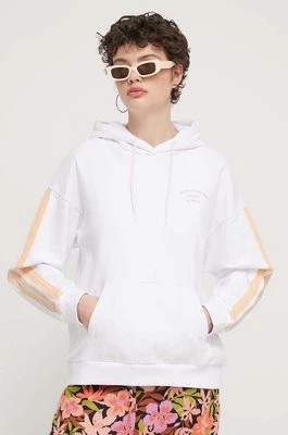 Zdjęcie produktu Roxy bluza bawełniana Essential Energy damska kolor biały z kapturem z nadrukiem ERJFT04793