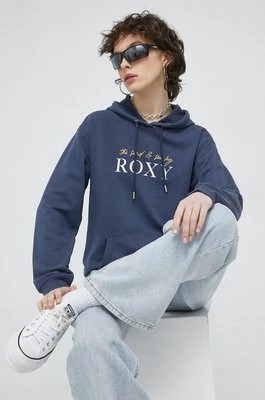 Zdjęcie produktu Roxy bluza damska kolor niebieski z kapturem z nadrukiem