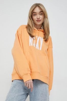 Zdjęcie produktu Roxy bluza damska kolor pomarańczowy z kapturem z nadrukiem