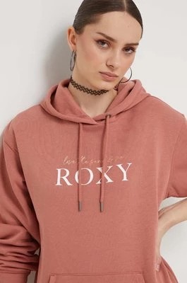 Zdjęcie produktu Roxy bluza damska kolor pomarańczowy z kapturem z nadrukiem