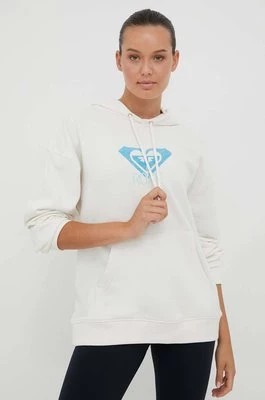 Zdjęcie produktu Roxy bluza x Lisa Andersen damska kolor beżowy z kapturem z nadrukiem