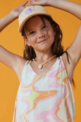 Zdjęcie produktu Roxy czapka z daszkiem bawełniana dziecięca kolor beżowy z aplikacją