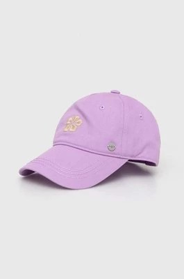 Zdjęcie produktu Roxy czapka z daszkiem bawełniana kolor fioletowy wzorzysta ERJHA04265