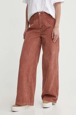 Zdjęcie produktu Roxy spodnie sztruksowe Winter Around kolor różowy proste high waist ERJNP03547