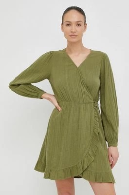 Zdjęcie produktu Roxy sukienka bawełniana kolor zielony mini prosta