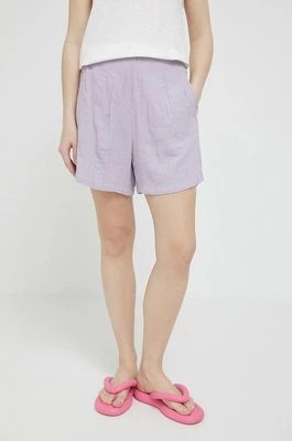 Zdjęcie produktu Roxy szorty bawełniane kolor różowy gładkie medium waist