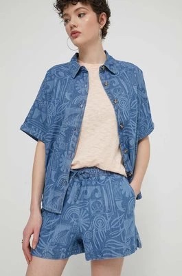 Zdjęcie produktu Roxy szorty jeansowe Lekeitio damskie kolor niebieski wzorzyste high waist ERJDS03317
