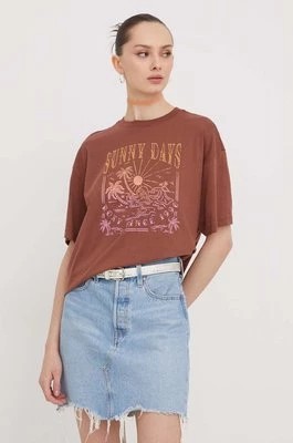 Zdjęcie produktu Roxy t-shirt bawełniany damski kolor brązowy ERJZT05691