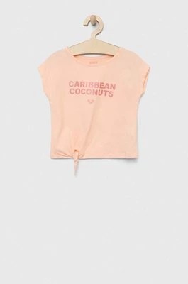 Zdjęcie produktu Roxy t-shirt bawełniany dziecięcy kolor pomarańczowy