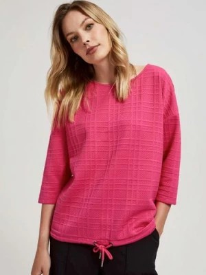 Zdjęcie produktu Różowa bluza damska nierozpinana z rękawem 3/4 Moodo