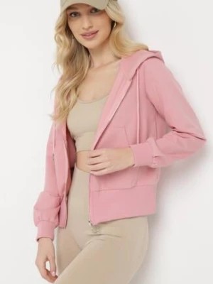 Zdjęcie produktu Różowa Bluza z Kapturem Zapinana na Zamek Błyskawiczny Etarvia