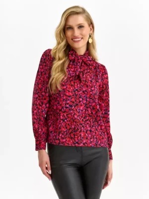 Zdjęcie produktu Różowa bluzka z wiązaniem pod szyją w fantazyjny nadruk TOP SECRET