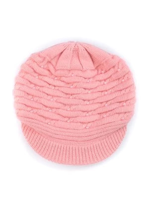 Zdjęcie produktu Różowa czapka damska z perełkami Shelvt