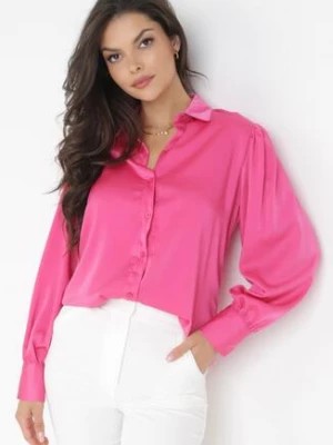 Zdjęcie produktu Różowa Klasyczna Koszula z Kołnierzem Noali