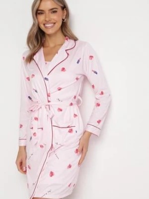 Zdjęcie produktu Różowa Komplet Piżamowy Szlafrok i Koszula Nocna Ceradda