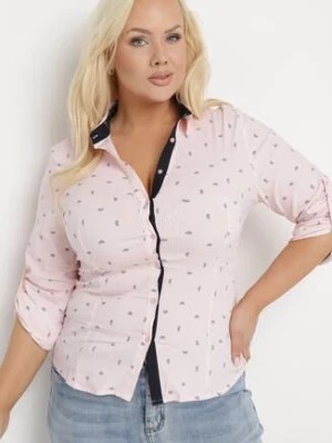 Zdjęcie produktu Różowa Koszula o Taliowanym Fasonie z Delikatnym Wzorem Starley
