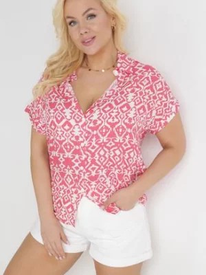 Zdjęcie produktu Różowa Koszula z Fantazyjnym Printem Fiazza