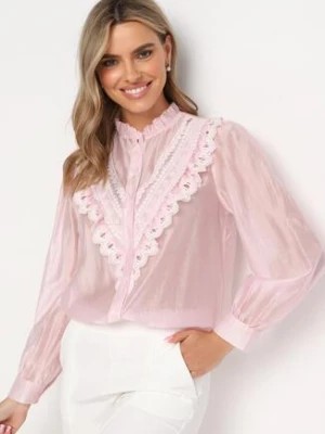 Zdjęcie produktu Różowa Koszula z Koronką Walaa