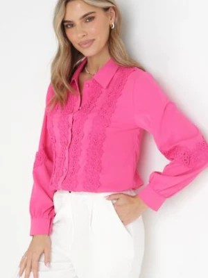 Zdjęcie produktu Różowa Koszula z Koronkowymi Wstawkami Eleagnett
