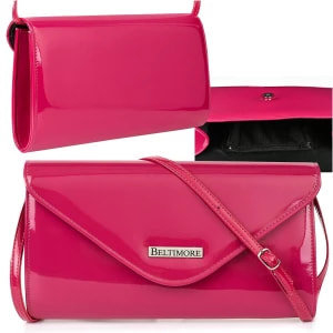Zdjęcie produktu Różowa lakierowana damska torebka wieczorowa kopertówka BELTIMORE różowy Merg