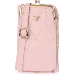 Zdjęcie produktu Różowa Mała torebka damska na telefon mini listonoszka raportówka na ramię ekoskóra różowy Merg
