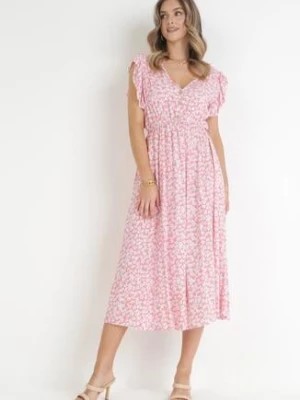 Zdjęcie produktu Różowa Rozkloszowana Sukienka Bawełniana Novae