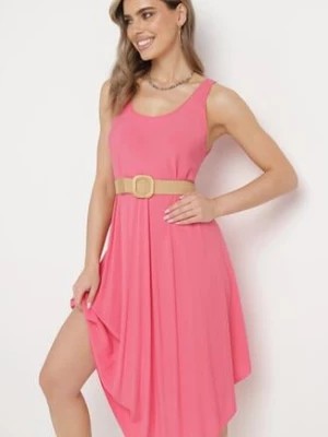 Zdjęcie produktu Różowa Rozkloszowana Sukienka z Bawełny Tesaxelle