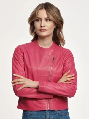 Zdjęcie produktu Różowa skórzana kurtka damska OCHNIK