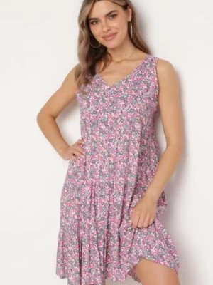 Zdjęcie produktu Różowa Sukienka Bawełniana Bez Rękawów na Lato Biazena