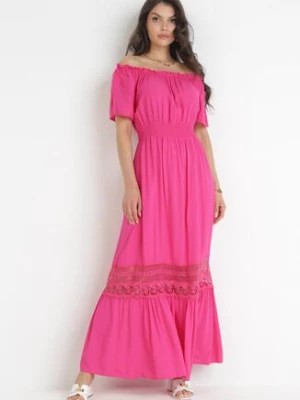Zdjęcie produktu Różowa Sukienka Hiszpanka ze Zdobieniem z Koronki Zinnin