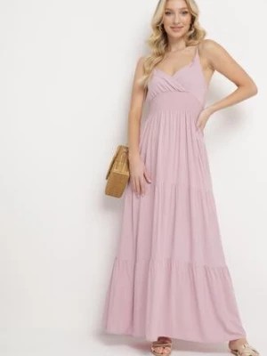 Zdjęcie produktu Różowa Sukienka Rozkloszowana na Regulowanych Ramiączkach z Bawełny Aletise