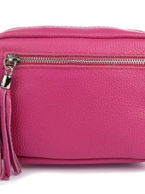 Zdjęcie produktu Różowa torebka damska listonoszka skórzana z frędzlem modna różowy Merg