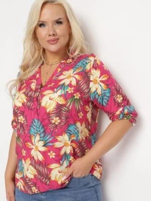 Zdjęcie produktu Różowa Wiskozowa Bluzka w Kwiaty Nireta