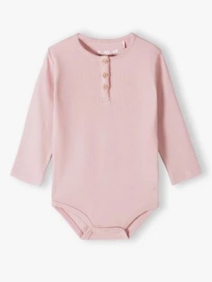 Zdjęcie produktu Różowe body niemowlęce w prążki - długi rękaw 5.10.15.
