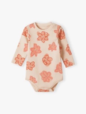 Zdjęcie produktu Różowe body niemowlęce z dzianiny prążkowanej w kwiaty 5.10.15.