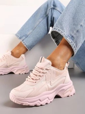 Zdjęcie produktu Różowe Klasyczne Sneakersy Sznurowane na Niskiej Platformie Lenivia