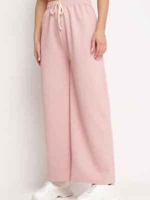 Zdjęcie produktu Różowe Materiałowe Spodnie z Gumką w Pasie Toralia