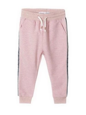 Zdjęcie produktu Różowe spodnie dresowe joggery niemowlęce z lampasami Minoti