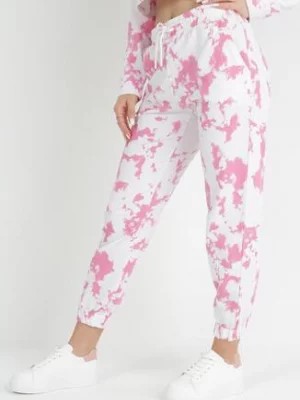 Zdjęcie produktu Różowe Spodnie Dresowe Joggery z Printem Tie-Dye Mercie
