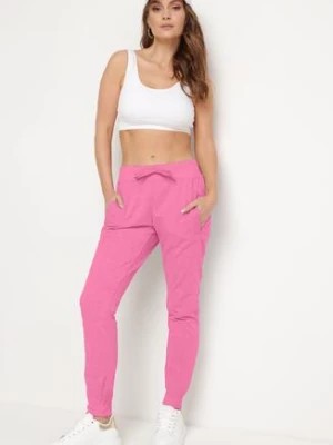 Zdjęcie produktu Różowe Spodnie Dresowe z Gumką w pasie i Troczkiem Halemia