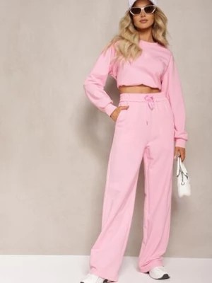 Zdjęcie produktu Różowe Szerokie Spodnie Dresowe z Elastycznej Bawełny Niarti